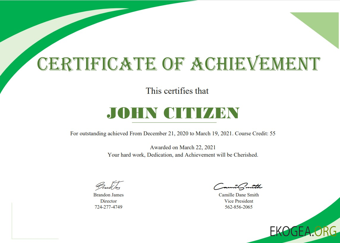 Modèle de certificat de réussite des États Unis au format Word et PDF